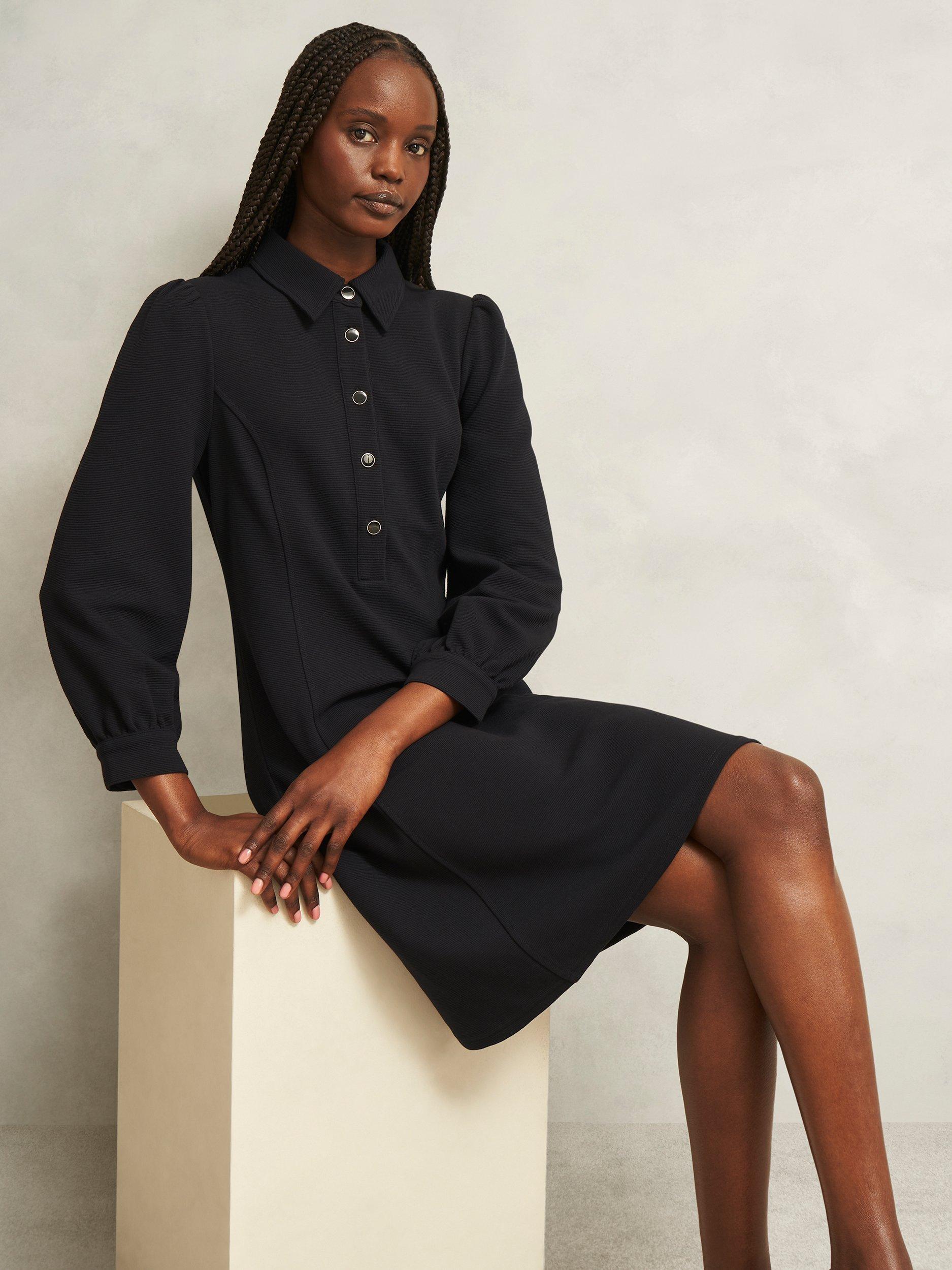 Hobbs Alara Ponte Cotton Blend Long Sleeve Midi Dress