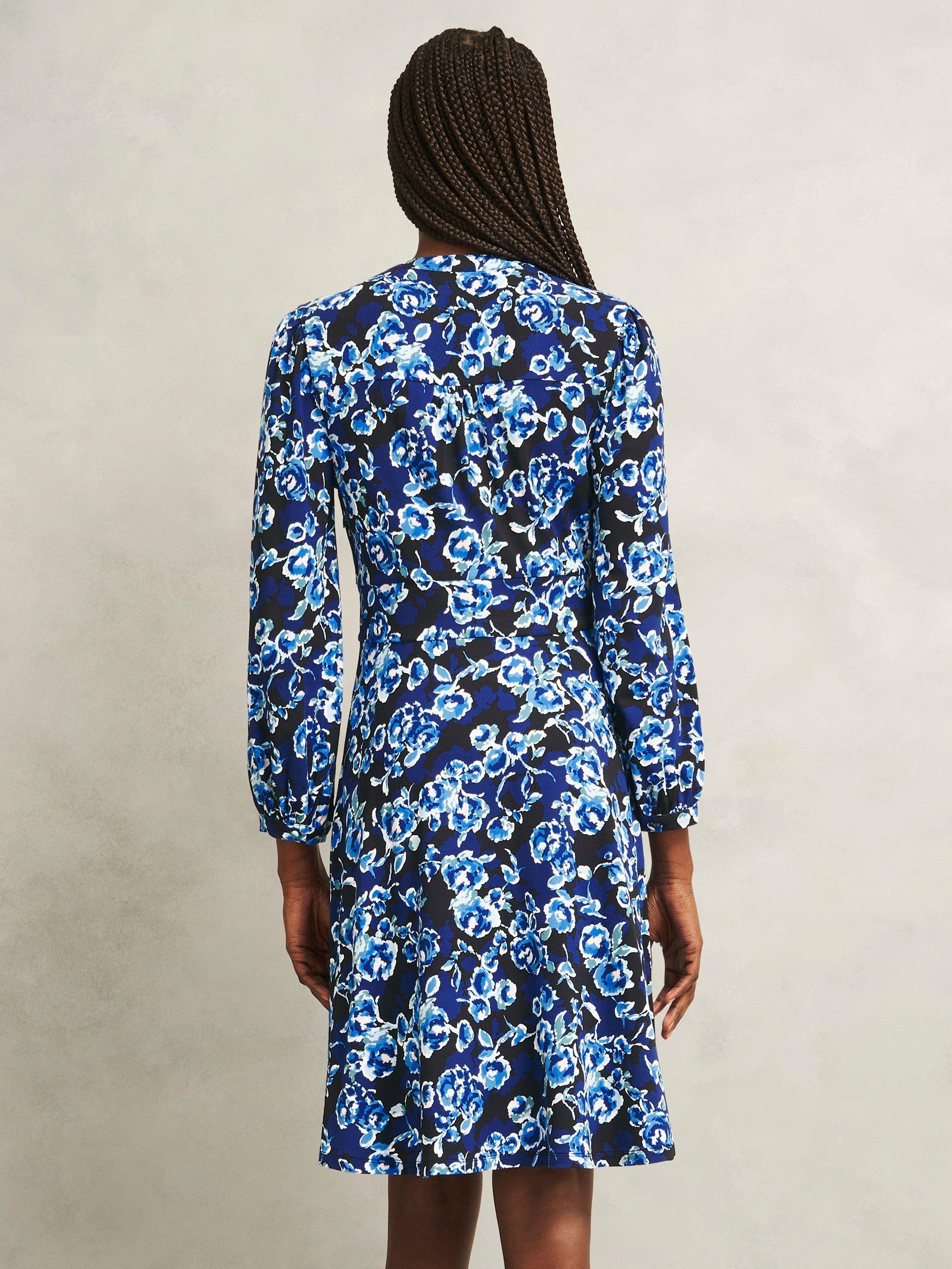 Product image 2 of 5, which shows Hobbs Harper Floral Jersey Dress, Navy/Multi, 10