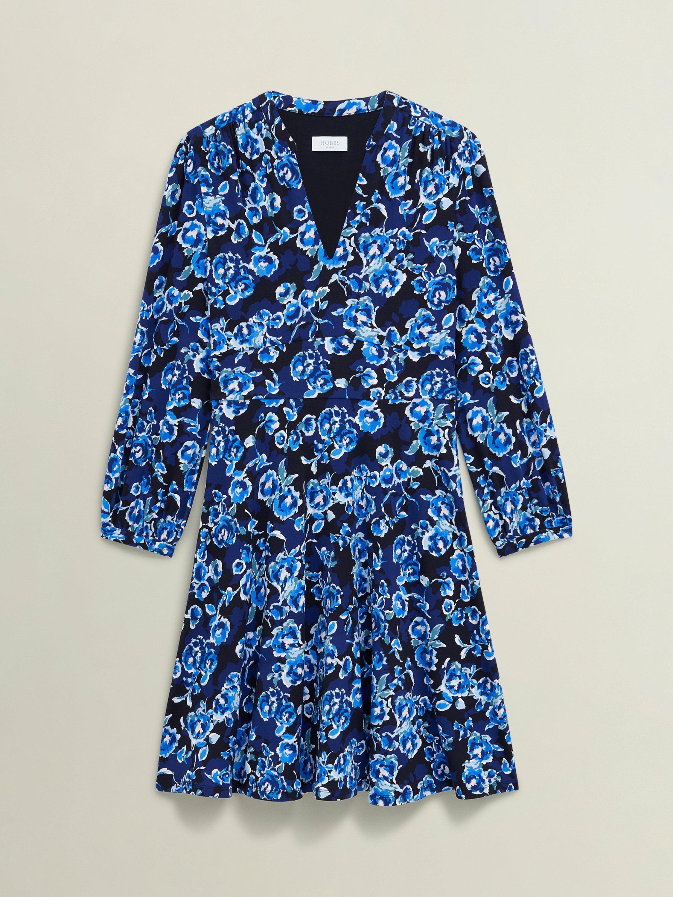 Product image 4 of 5, which shows Hobbs Harper Floral Jersey Dress, Navy/Multi, 10