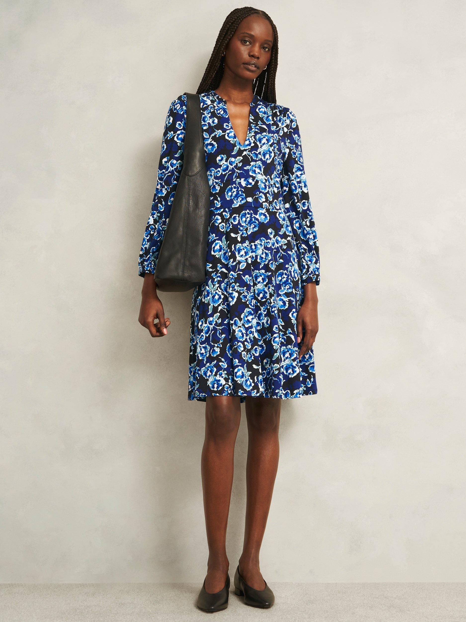 Product image 5 of 5, which shows Hobbs Harper Floral Jersey Dress, Navy/Multi, 10
