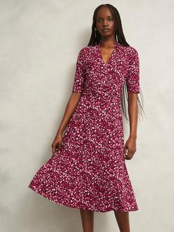 Hobbs Jaci Jersey Dress, Red/Multi, Red/Multi