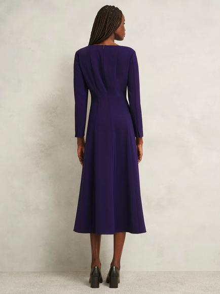 Hobbs Leonora Midi Dress - view 2, Midnight Purple