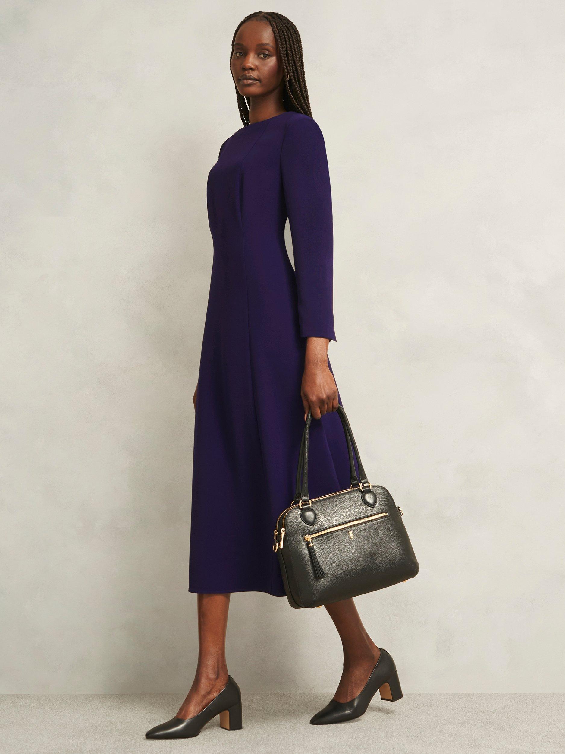 Product image 6 of 6, which shows Hobbs Leonora Midi Dress, Midnight Purple, 8