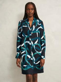 Hobbs Marianna Ribbon Tunic Dress, Navy/Multi, Navy/Multi