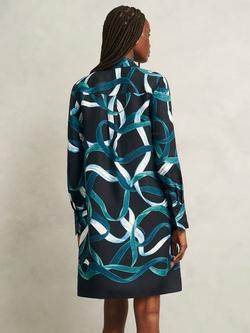 Hobbs Marianna Ribbon Tunic Dress, Navy/Multi - view 2, Navy/Multi