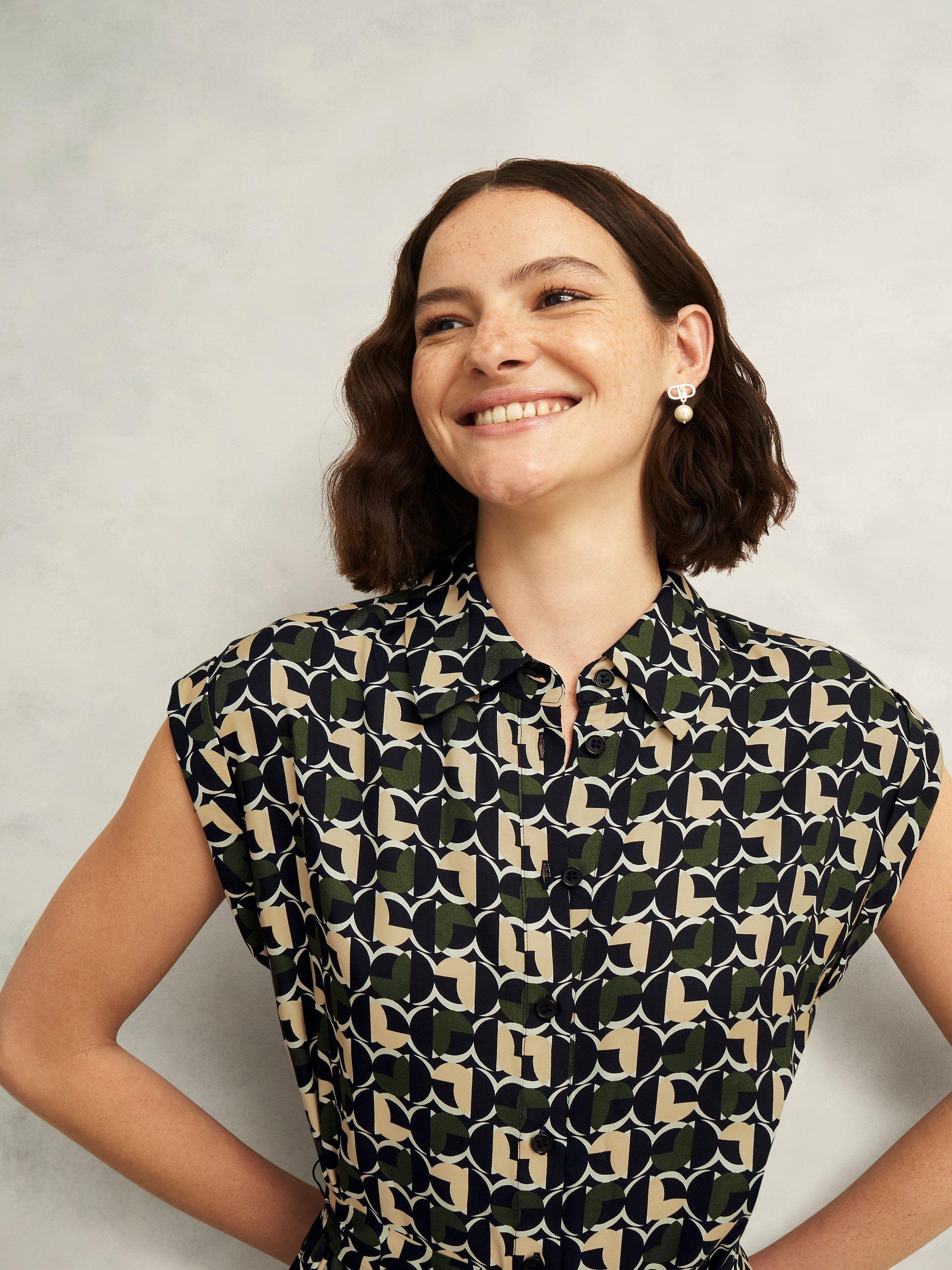 Product image 3 of 4, which shows Hobbs Petite Kalinda Geometric Dress, Multi, 10
