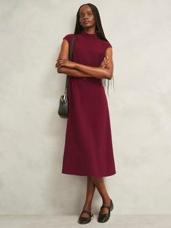 Hobbs Petite Leslie Belted Dress, Beryl Red, Beryl Red