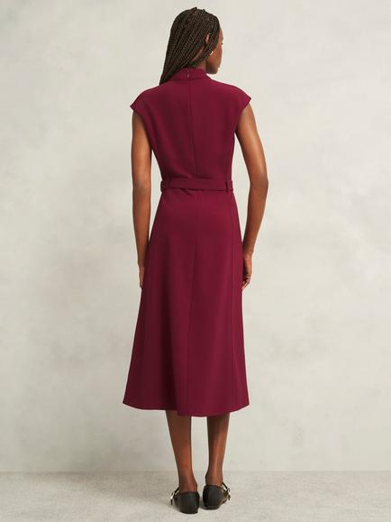 Hobbs Petite Leslie Belted Dress, Beryl Red - view 2, Beryl Red