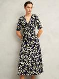 Hobbs Petite Peyton Floral Jersey Dress, Navy/Multi