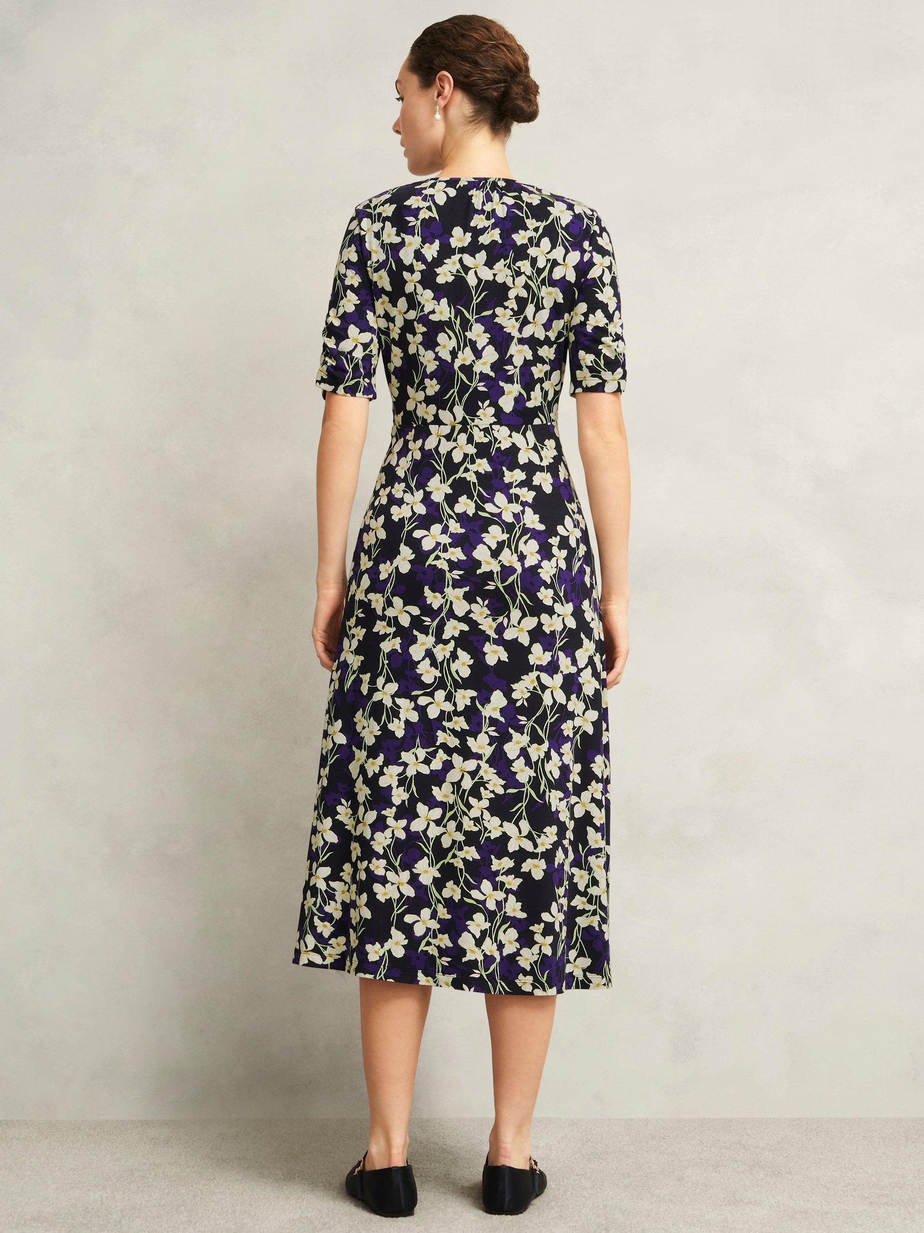 Product image 2 of 4, which shows Hobbs Petite Peyton Floral Jersey Dress, Navy/Multi, 12