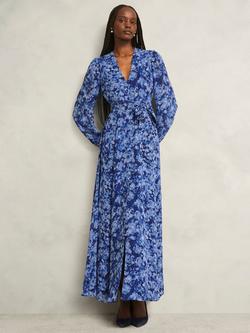 Hobbs Petite Thea Floral A-Line Maxi Dress, Blue/Multi
