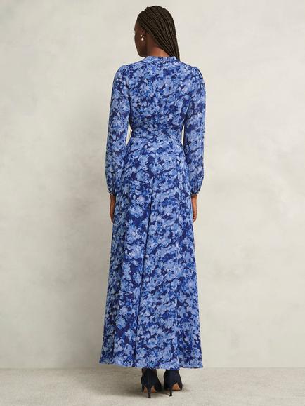 Hobbs Petite Thea Floral A-Line Maxi Dress - view 2, Blue/Multi