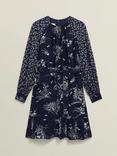Hobbs Rosie Contrast Print Sheer Accent Dress