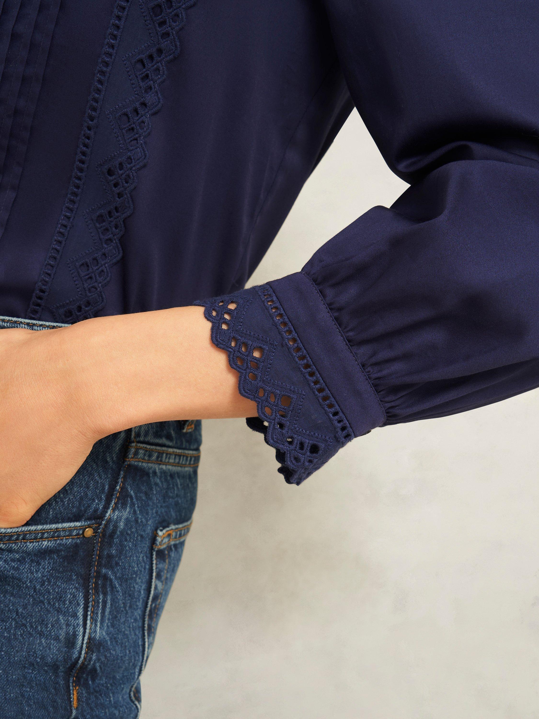 Product image 4 of 6, which shows Hobbs Cici Pintuck Shirt, True Navy, 10