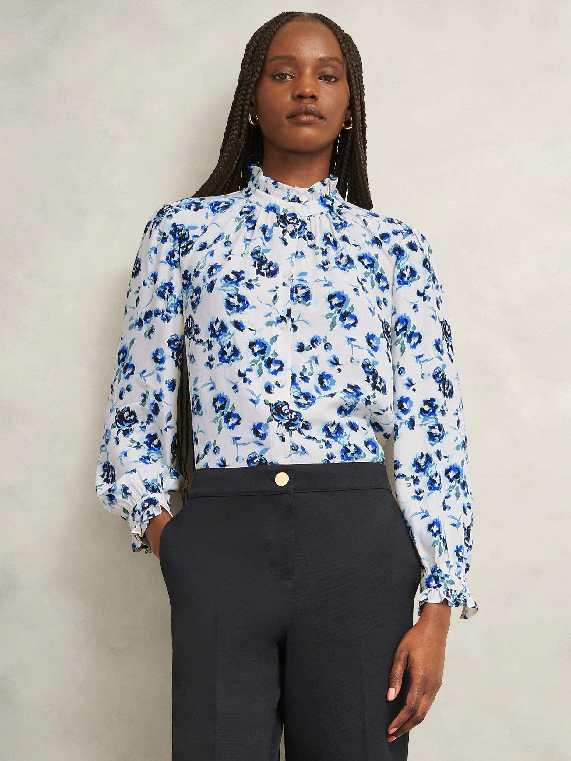 Product image 1 of 6, which shows Hobbs Elspeth Floral Top, Ivory/Multi, 12