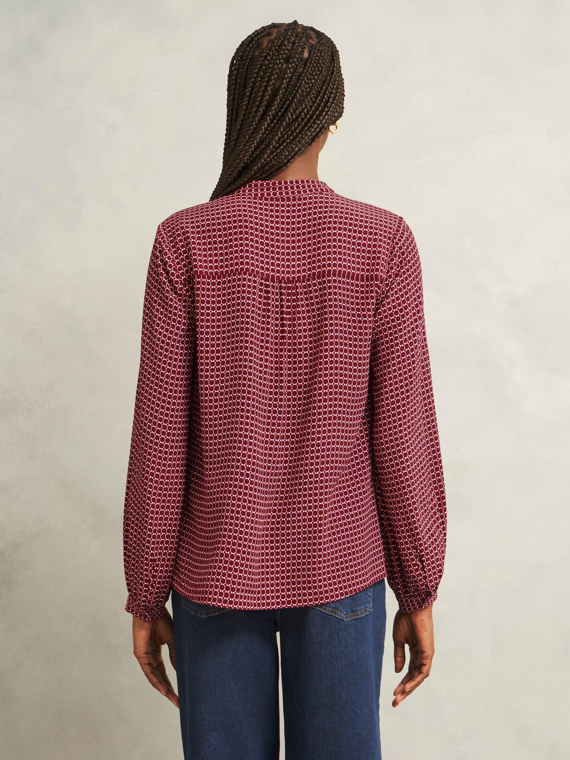 Product image 2 of 5, which shows Hobbs Mila Geometric Top, Red/Multi, 6