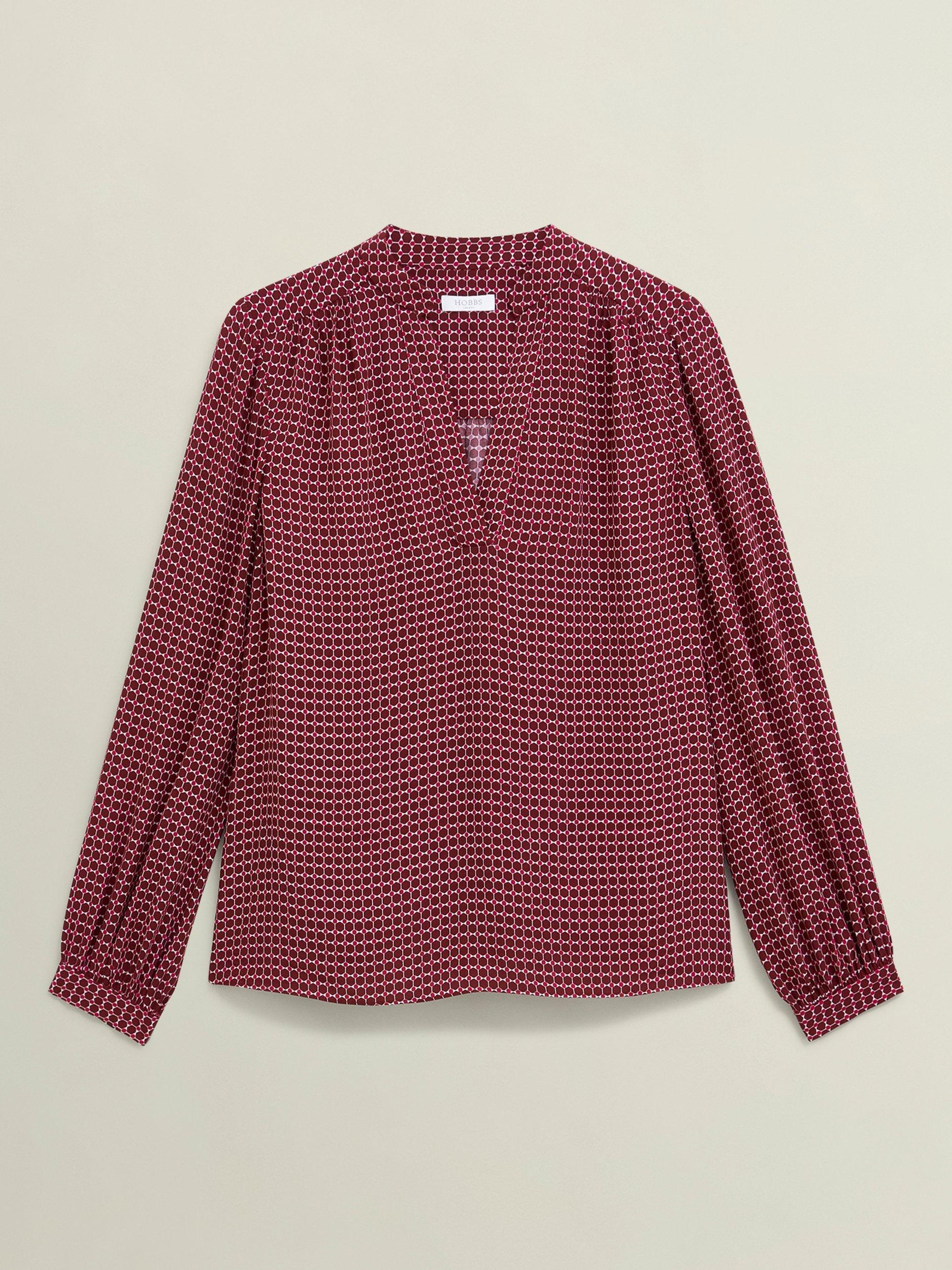 Product image 4 of 5, which shows Hobbs Mila Geometric Top, Red/Multi, 6