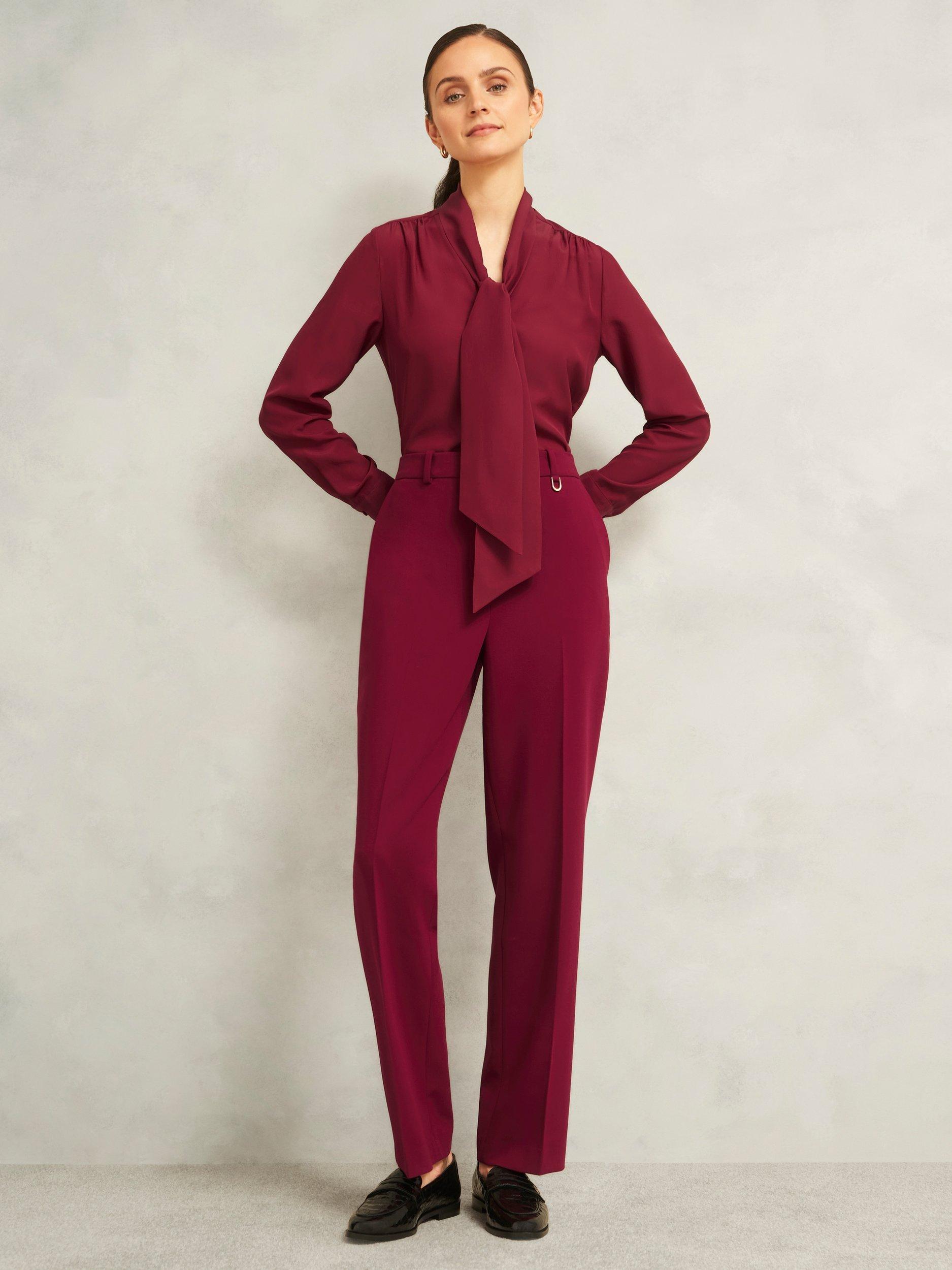 Product image 1 of 7, which shows Hobbs Mimi V-Neck Top, Beryl Red, 10