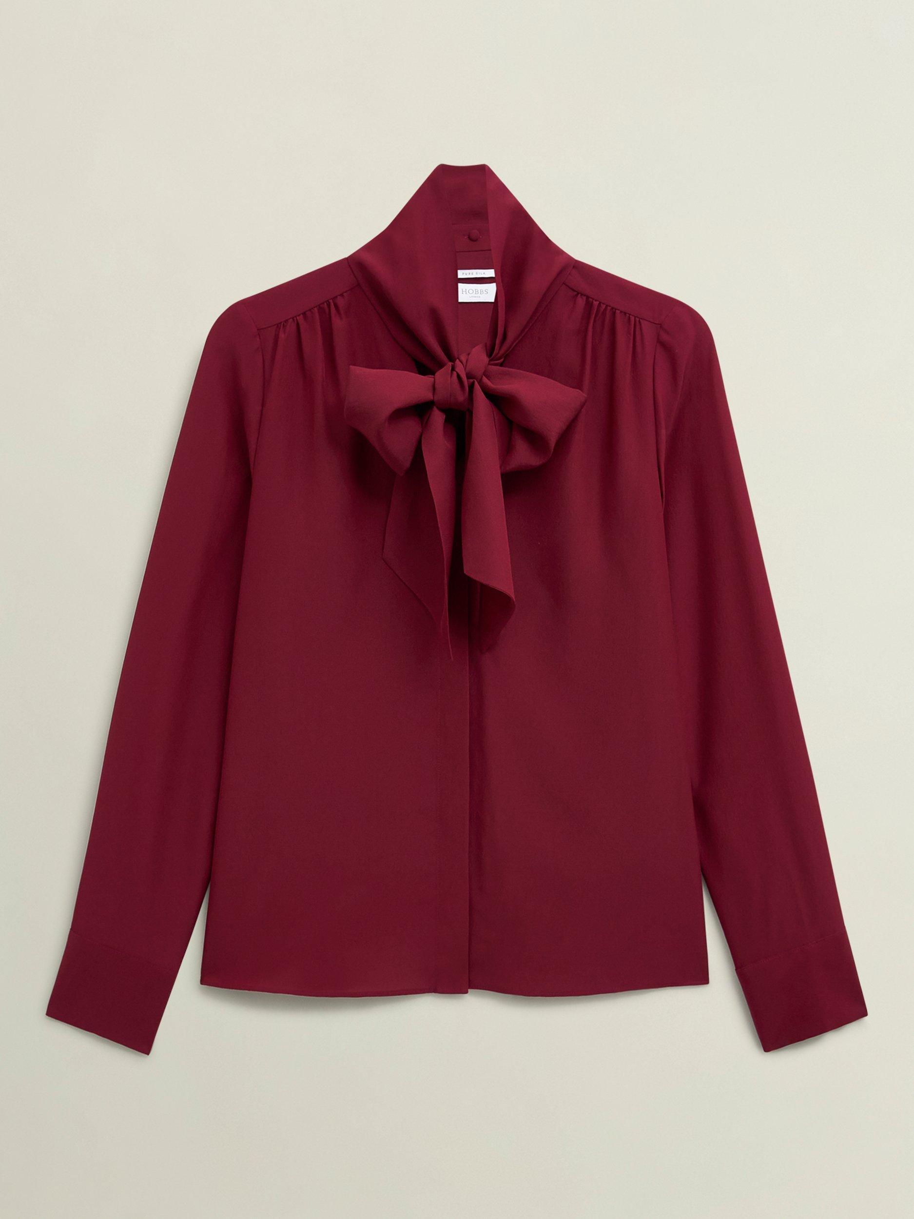 Product image 4 of 7, which shows Hobbs Mimi V-Neck Top, Beryl Red, 10