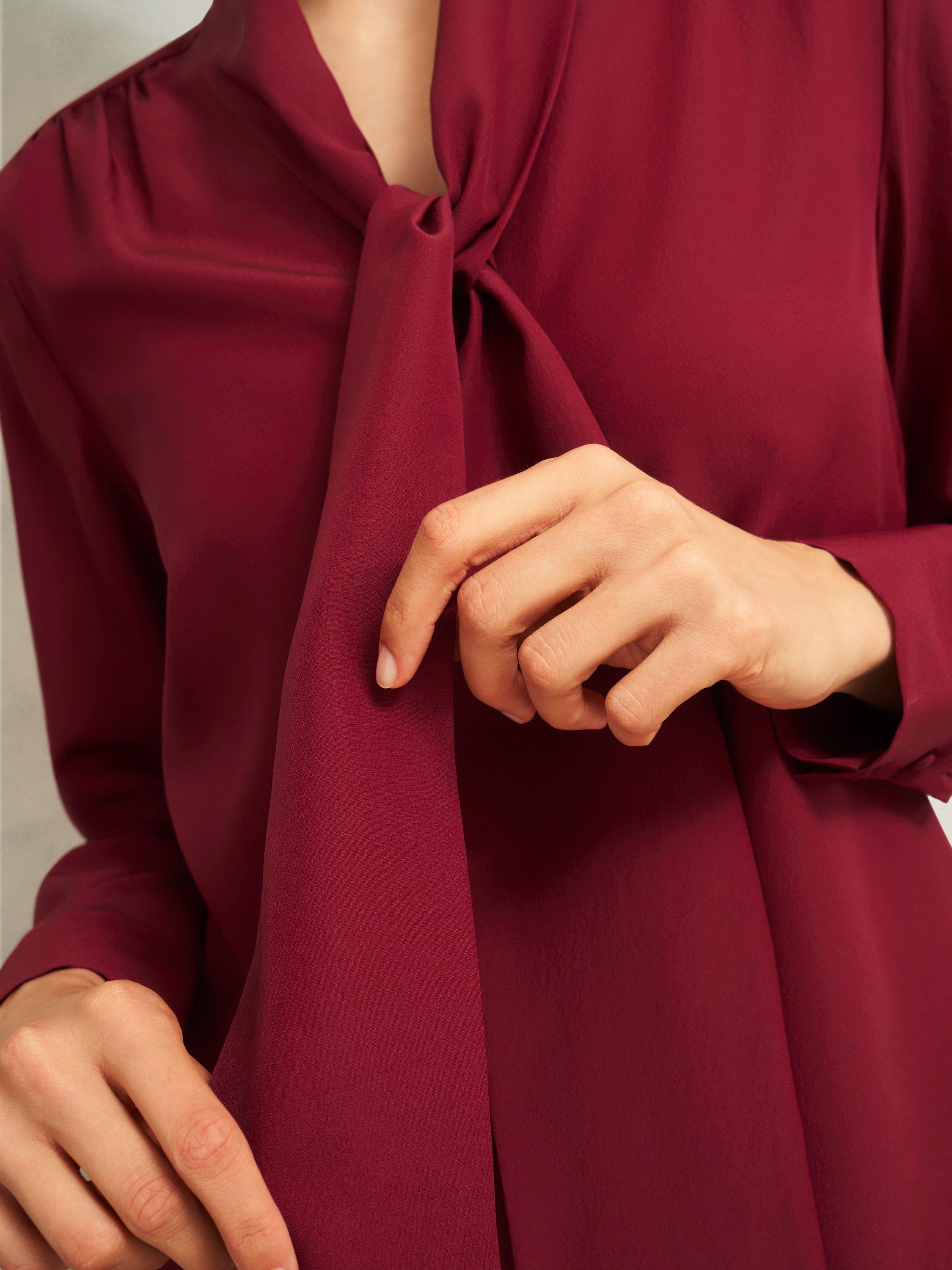 Product image 5 of 7, which shows Hobbs Mimi V-Neck Top, Beryl Red, 10