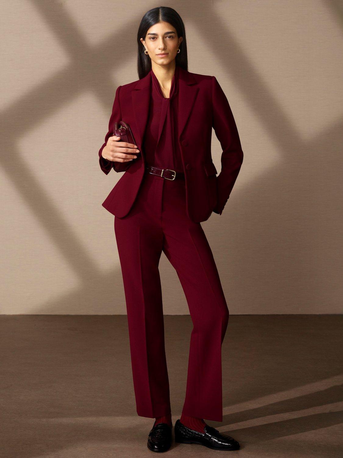 Product image 6 of 7, which shows Hobbs Mimi V-Neck Top, Beryl Red, 10