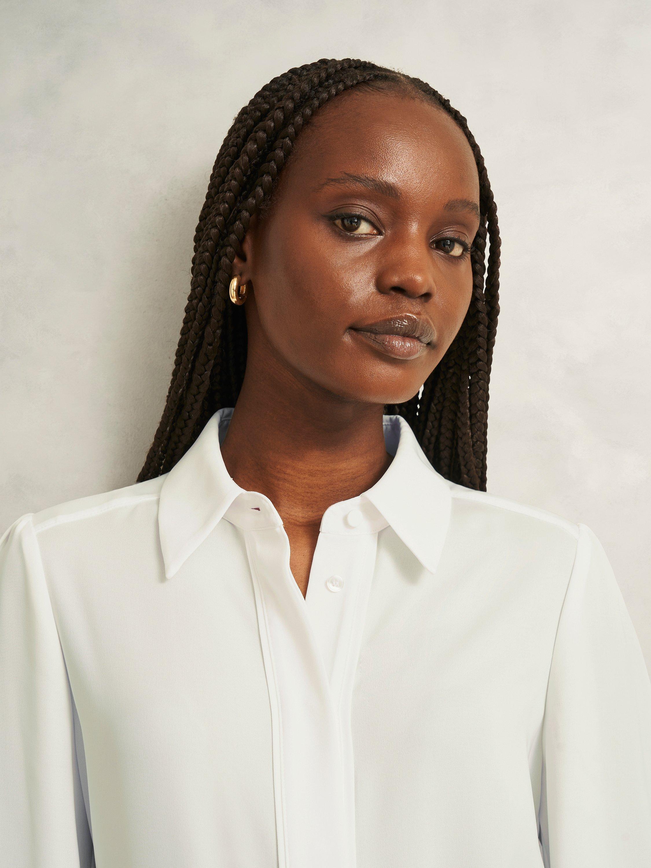 Product image 3 of 6, which shows Hobbs Rose Long Sleeve Shirt, Ivory, 10