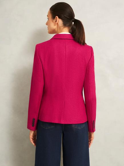 Hobbs Clare Pure Wool Blazer, Bright Pink - view 2, Bright Pink