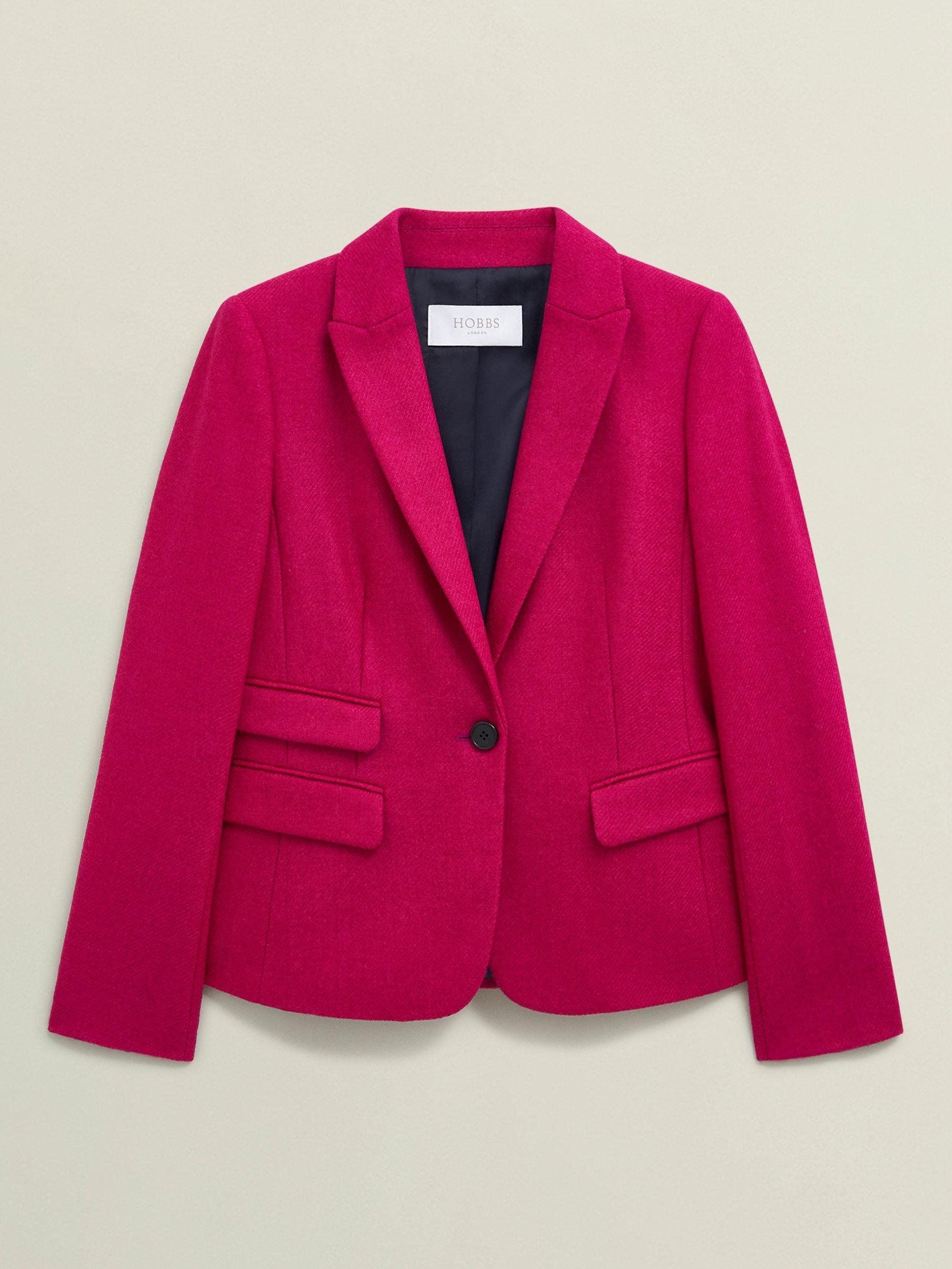 Product image 4 of 6, which shows Hobbs Clare Pure Wool Blazer, Bright Pink, 6