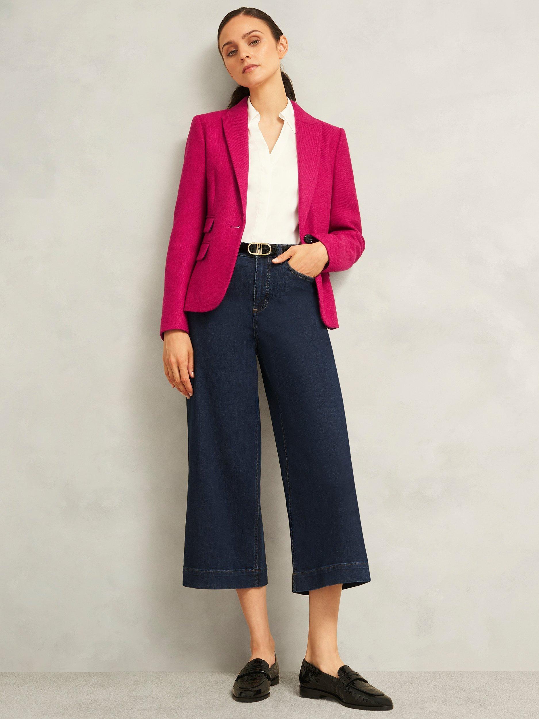 Product image 6 of 6, which shows Hobbs Clare Pure Wool Blazer, Bright Pink, 6