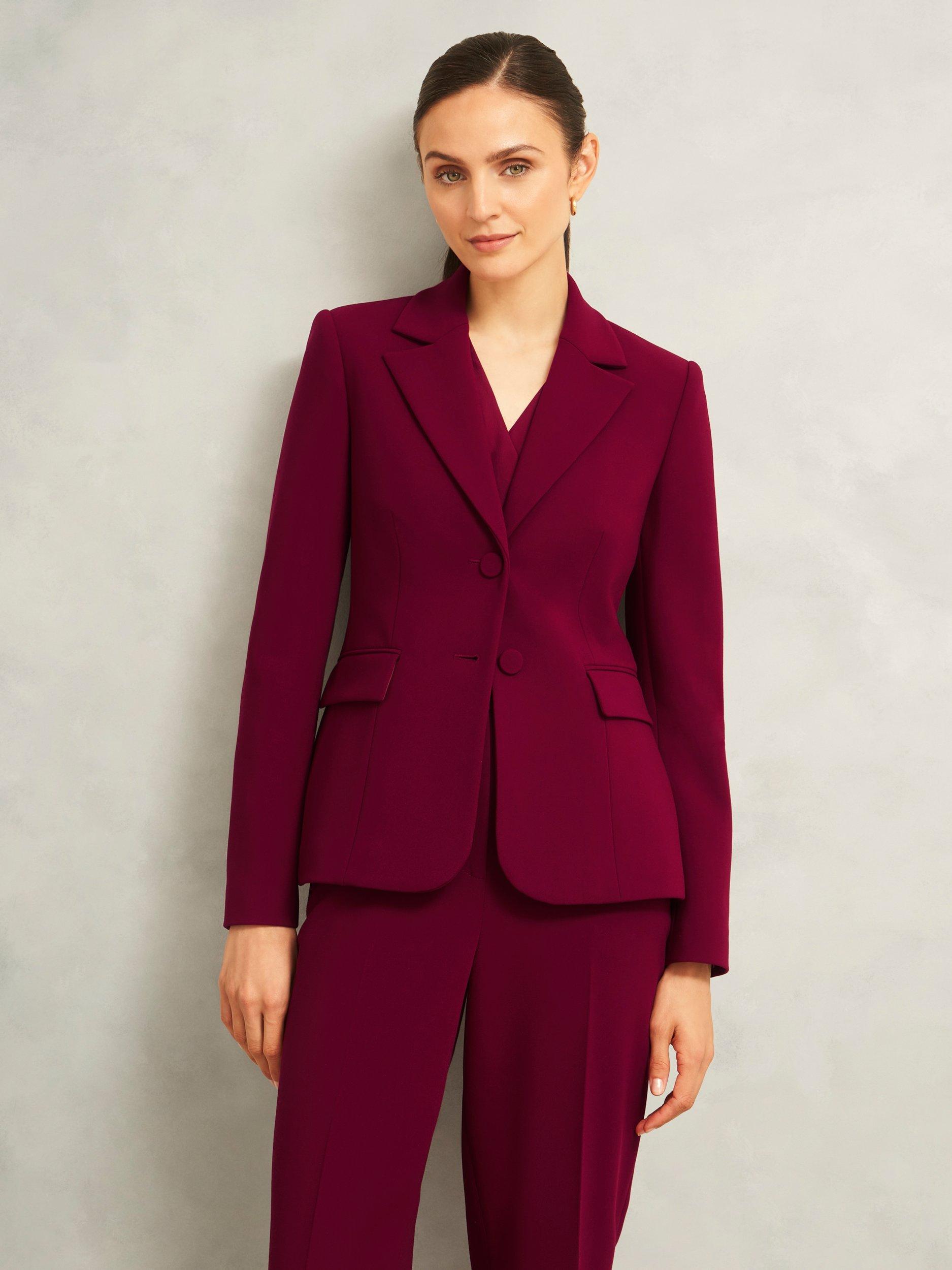 Product image 1 of 7, which shows Hobbs Mabel Classic Double Breasted Jacket, Beryl Red, 10