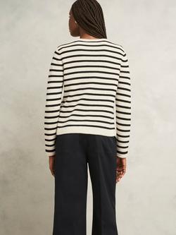 Hobbs Simona Knitted Crew Neck Wool Blend Jacket - view 2, Oatmeal/Black