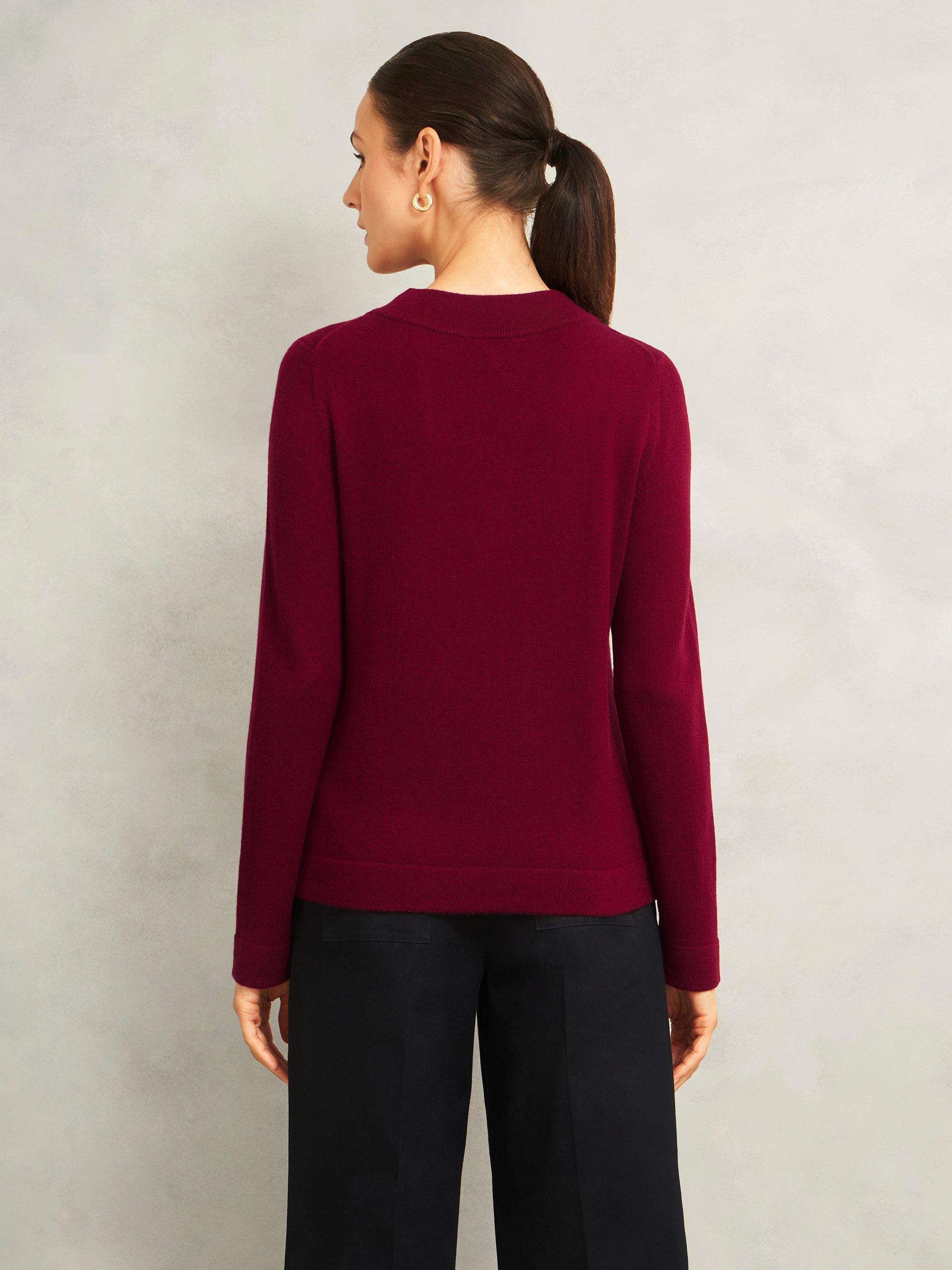 Product image 2 of 6, which shows Hobbs Talia Wool Cashmere Blend Jumper, Beryl Red, XS