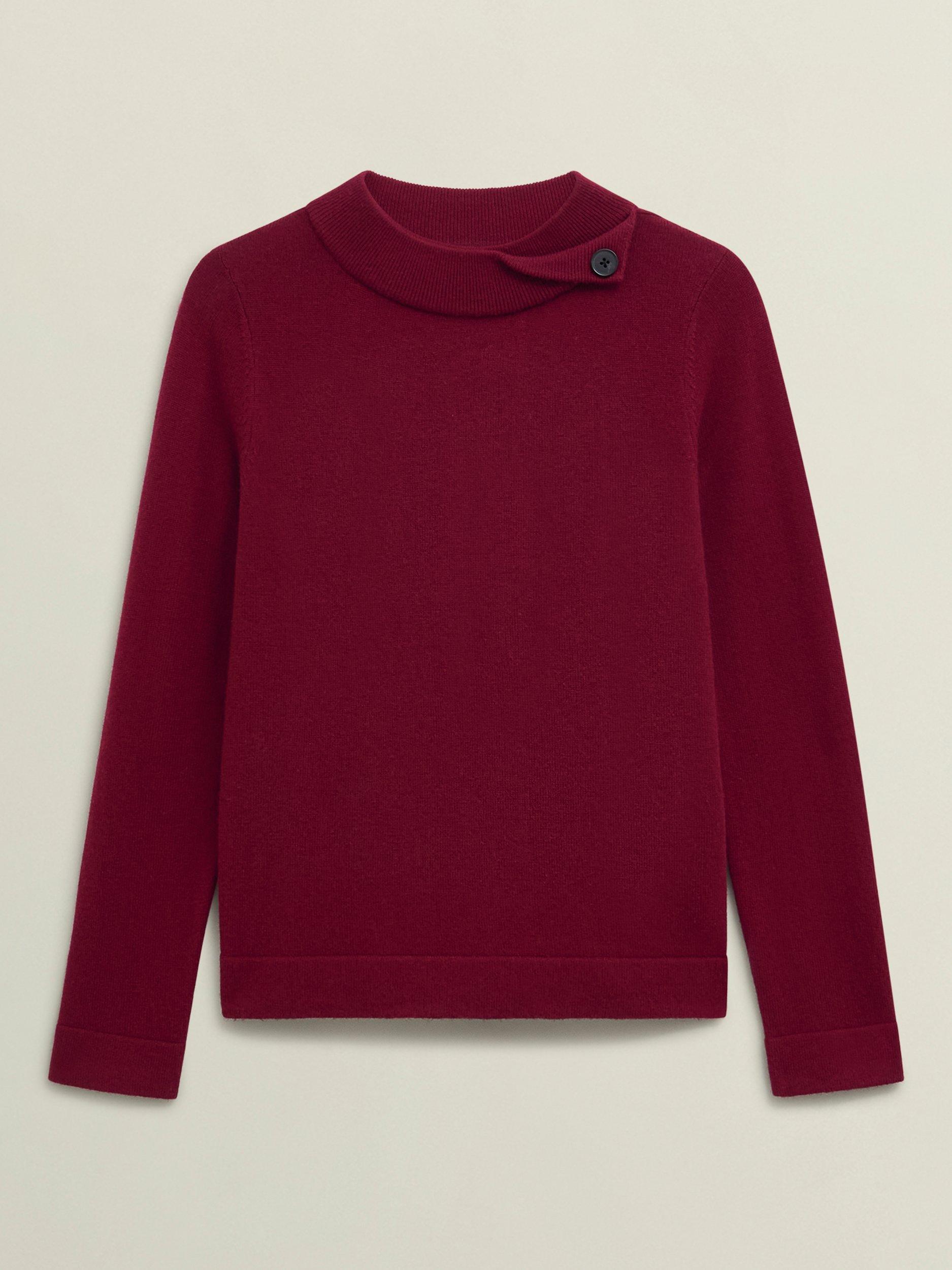Product image 4 of 6, which shows Hobbs Talia Wool Cashmere Blend Jumper, Beryl Red, XS