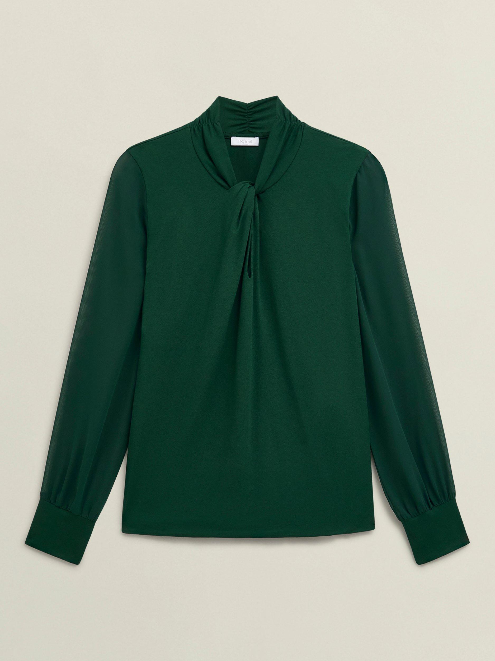 Product image 4 of 6, which shows Hobbs Ashley Knot Neck Top, Bay Green, L