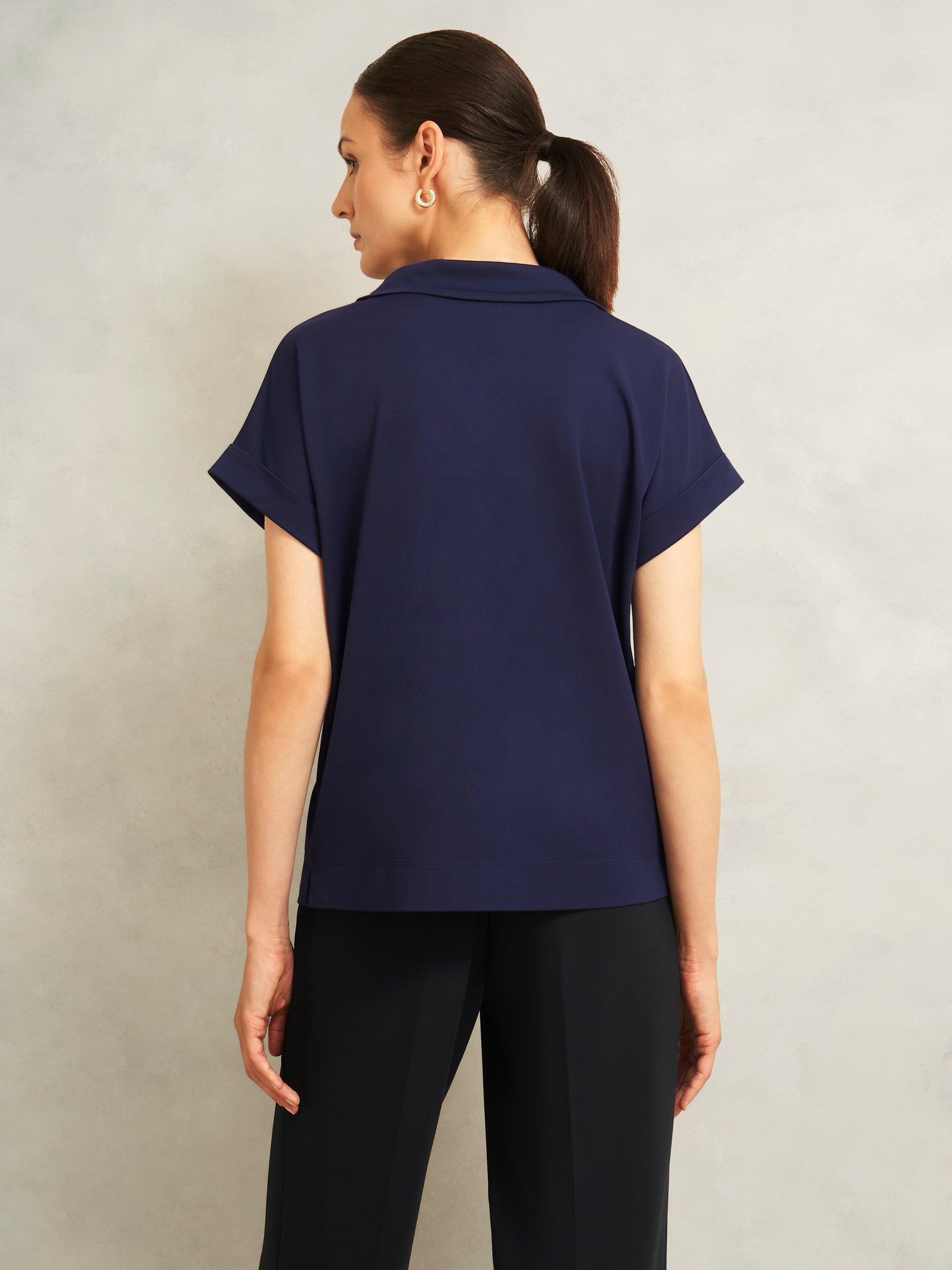 Product image 2 of 6, which shows Hobbs Catriona Crepe Top, Midnight Navy, XS