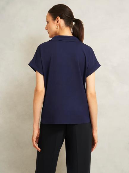 Hobbs Catriona Crepe Top, Midnight Navy - view 2, Midnight Navy