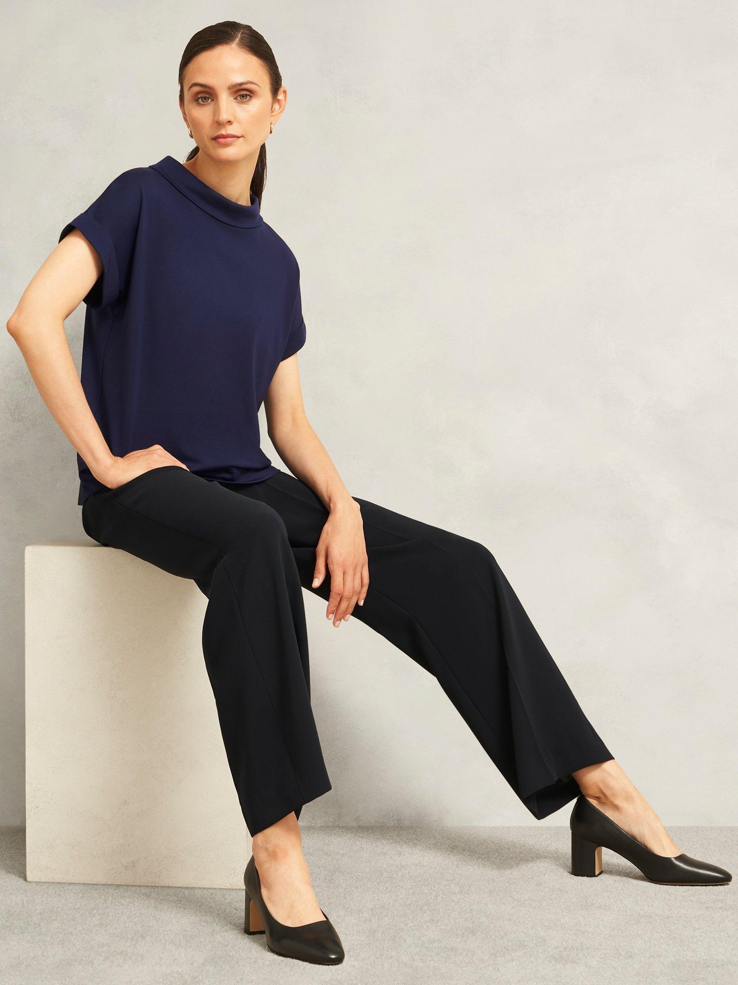 Product image 5 of 6, which shows Hobbs Catriona Crepe Top, Midnight Navy, XS