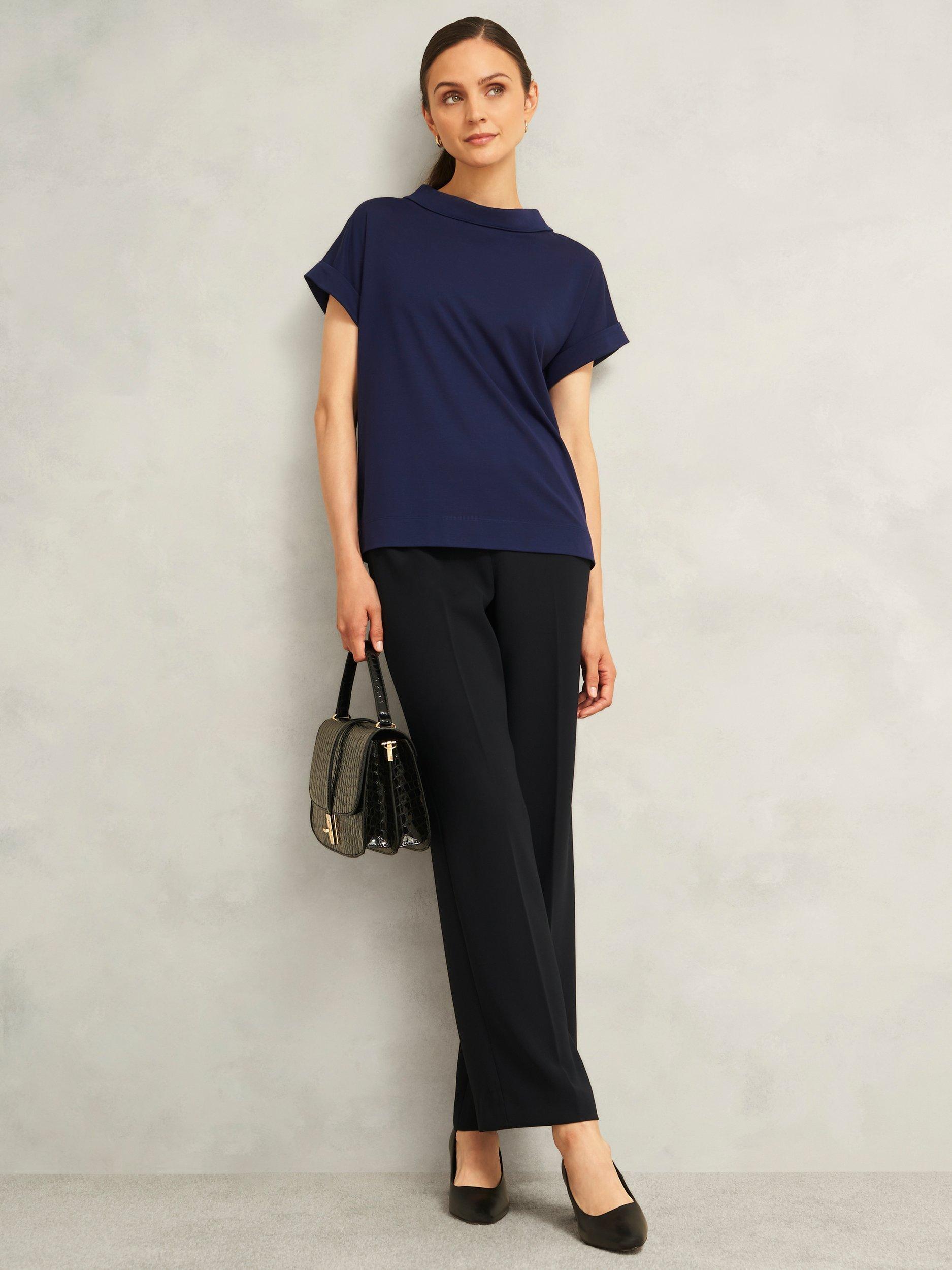 Product image 6 of 6, which shows Hobbs Catriona Crepe Top, Midnight Navy, XS