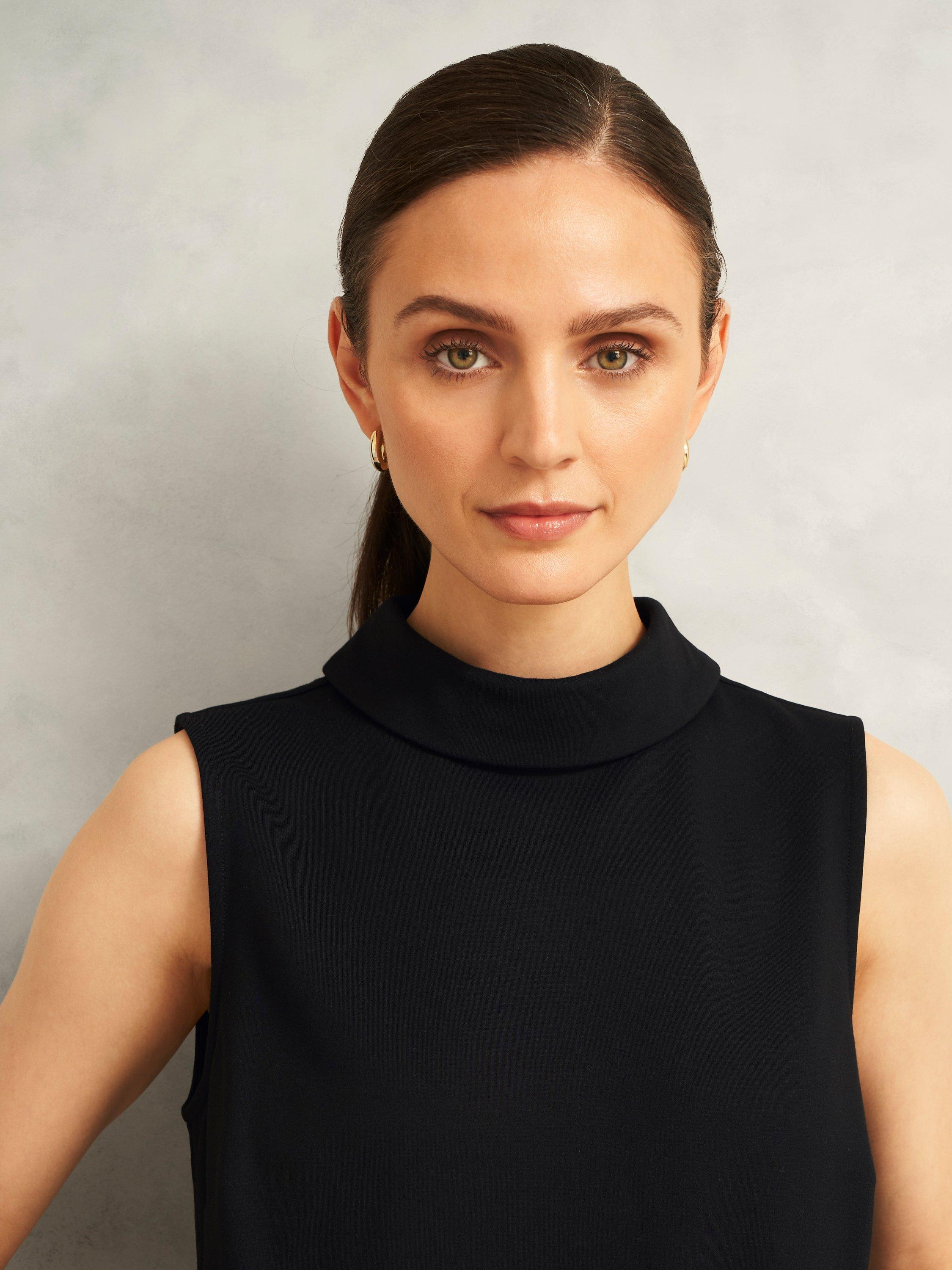 Product image 3 of 6, which shows Hobbs Clarice Neck Detail Top, Black, L