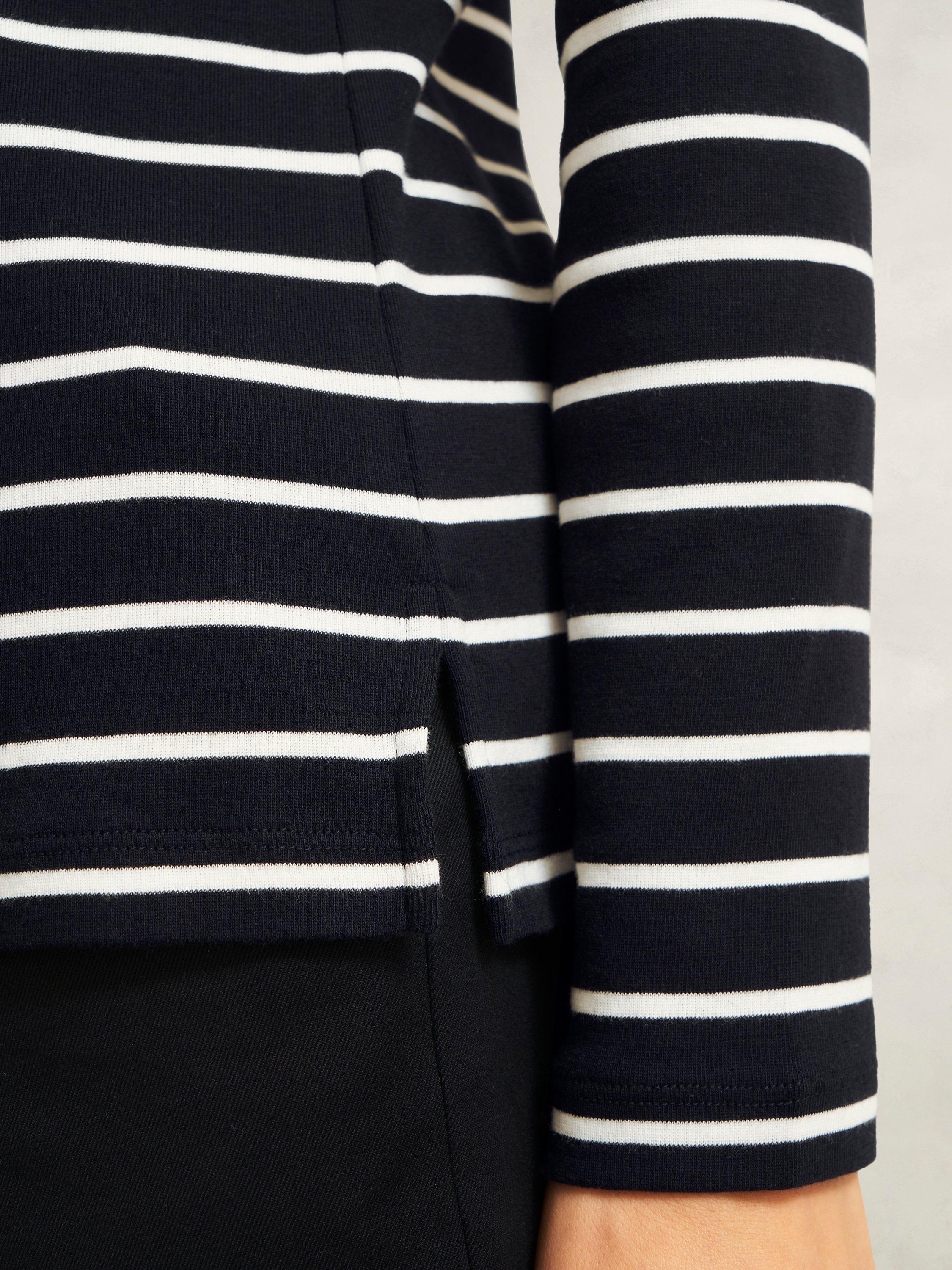 Product image 5 of 6, which shows Hobbs Constance Stripe Top, Navy/Ivory, S