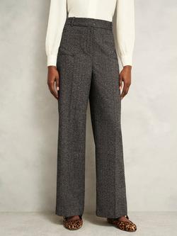 Hobbs Blaire Woven Tailored Trousers, Black/Camel, Black/Camel