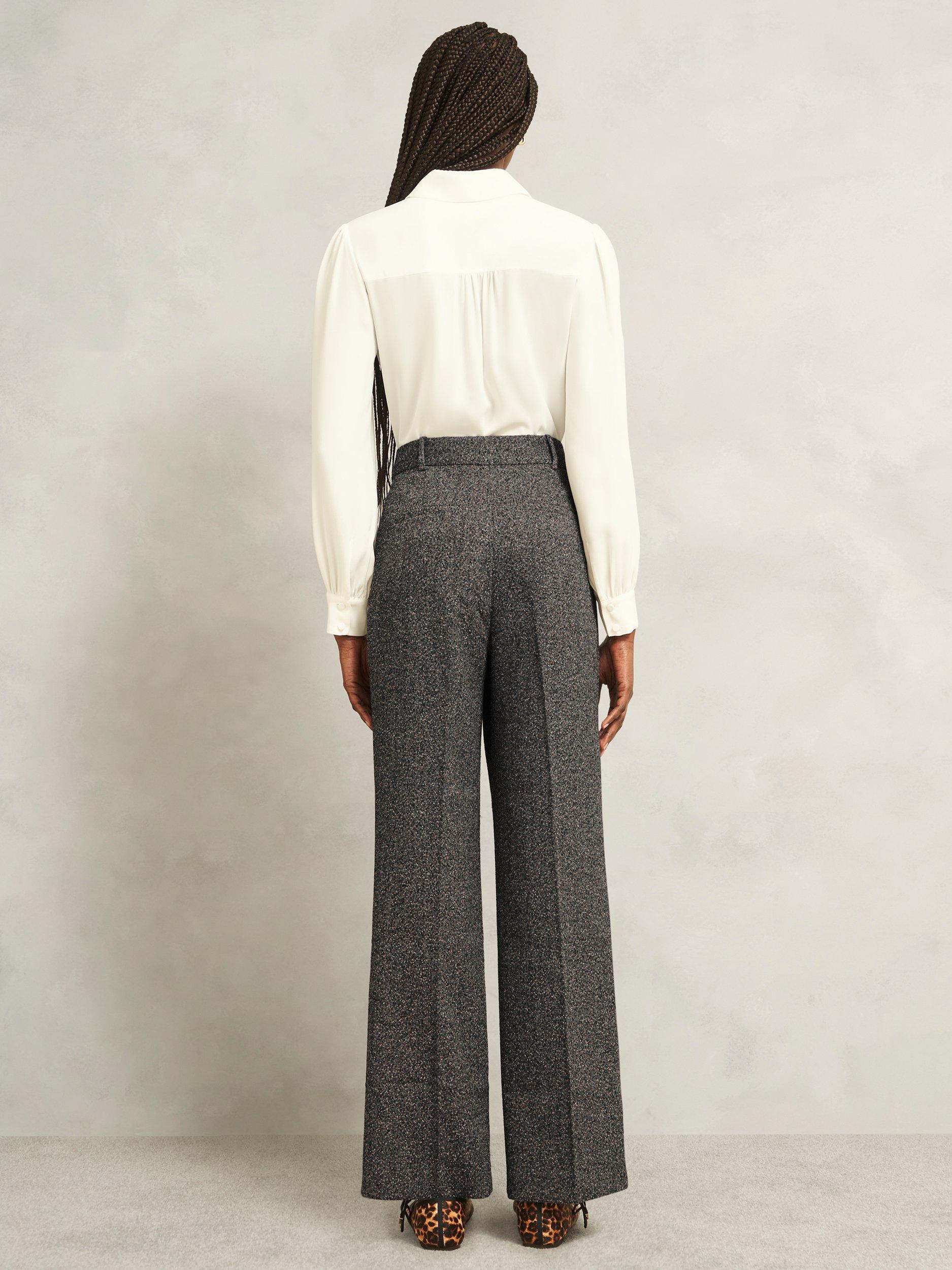 Product image 2 of 6, which shows Hobbs Blaire Woven Tailored Trousers, Black/Camel, 10
