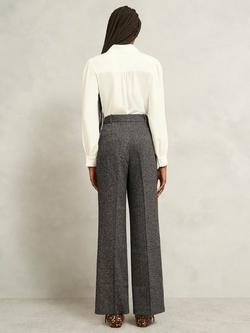 Hobbs Blaire Woven Tailored Trousers, Black/Camel - view 2, Black/Camel