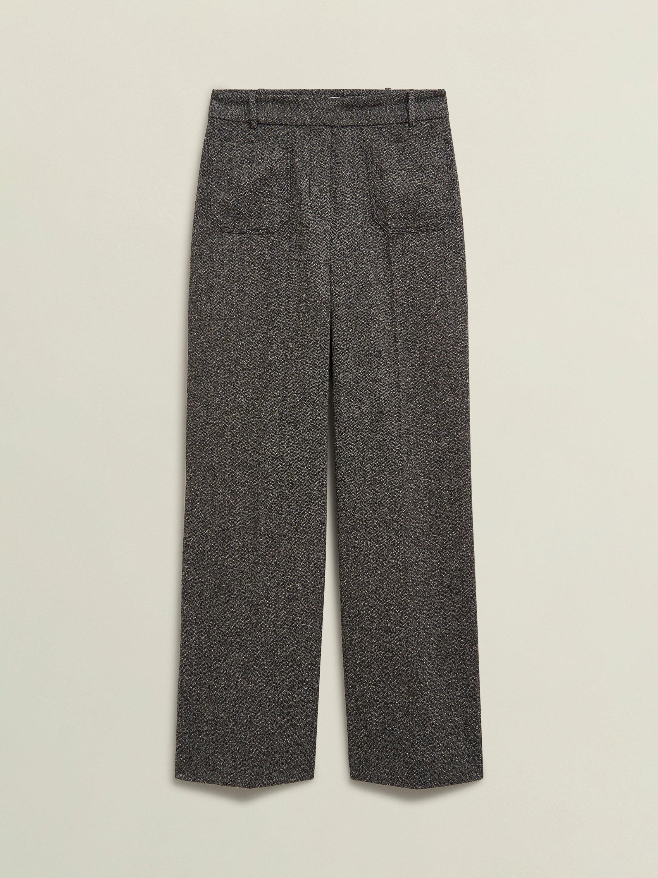 Product image 4 of 6, which shows Hobbs Blaire Woven Tailored Trousers, Black/Camel, 10