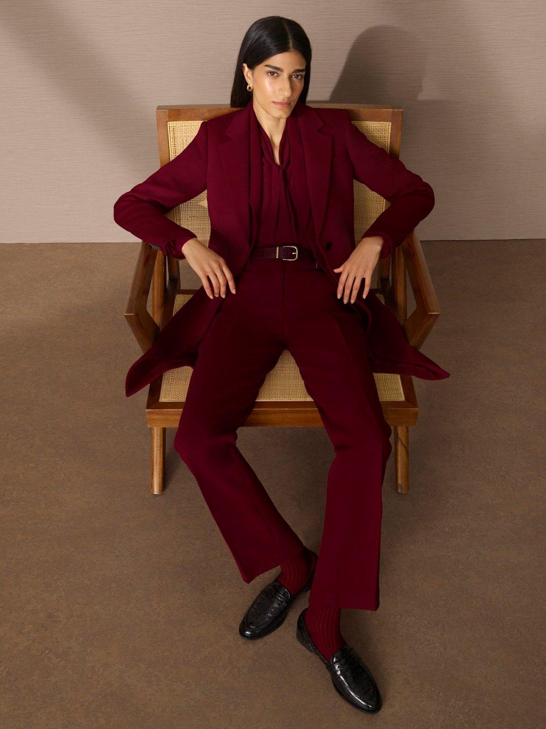 Product image 5 of 7, which shows Hobbs Mabel Tailored Trousers, Beryl Red, 6