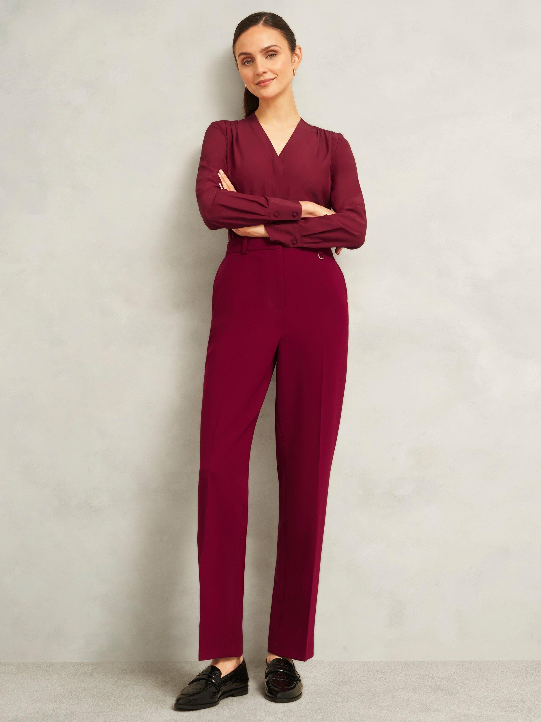 Product image 7 of 7, which shows Hobbs Mabel Tailored Trousers, Beryl Red, 6