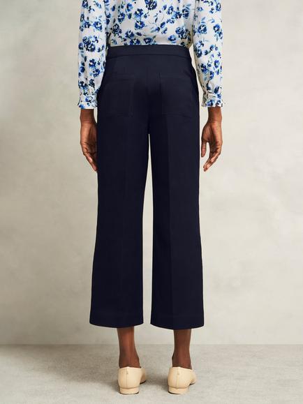Hobbs Norfolk Cropped Tailored Trousers, Navy - view 2, Navy