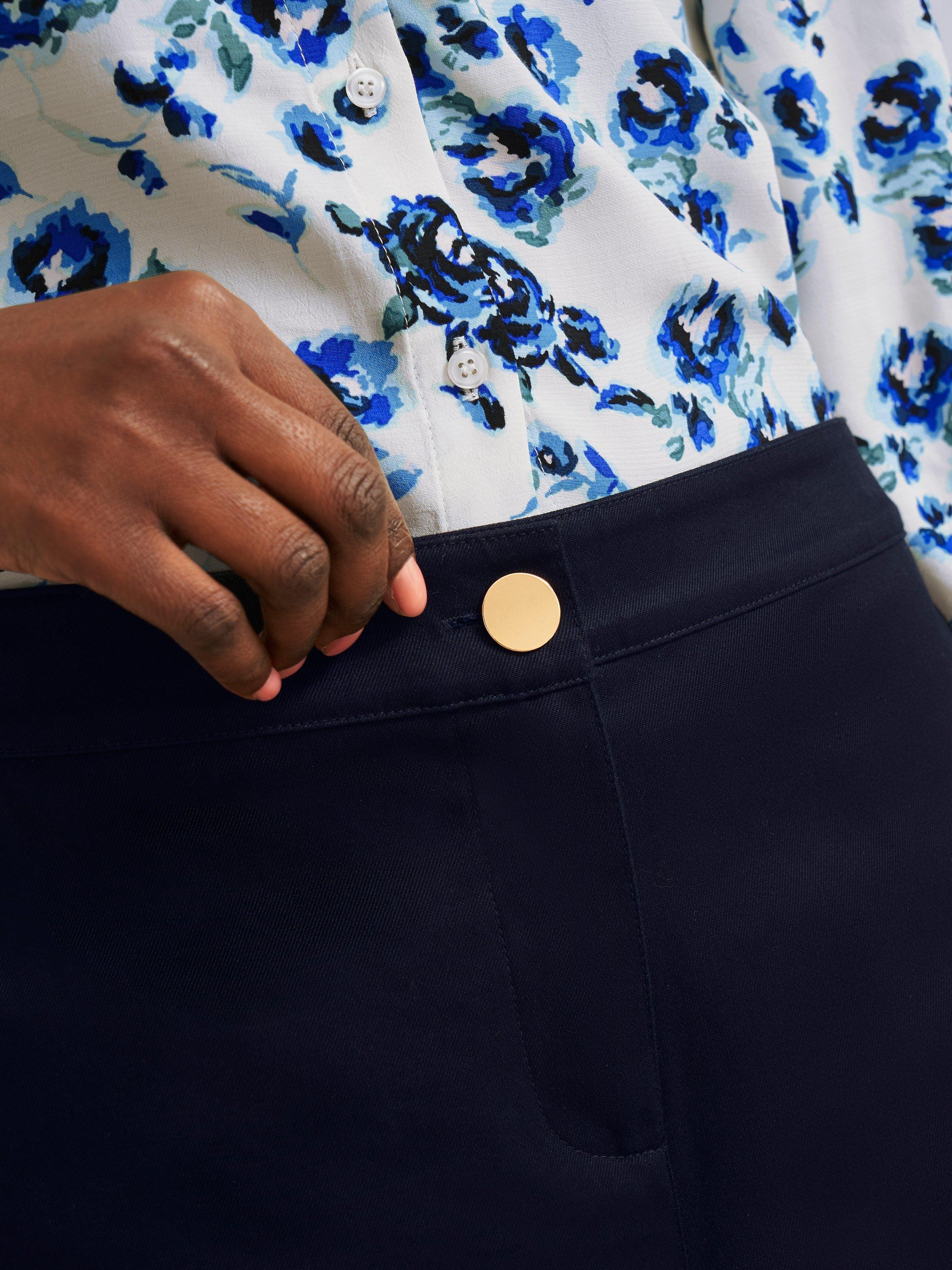 Product image 3 of 7, which shows Hobbs Norfolk Cropped Tailored Trousers, Navy, 12