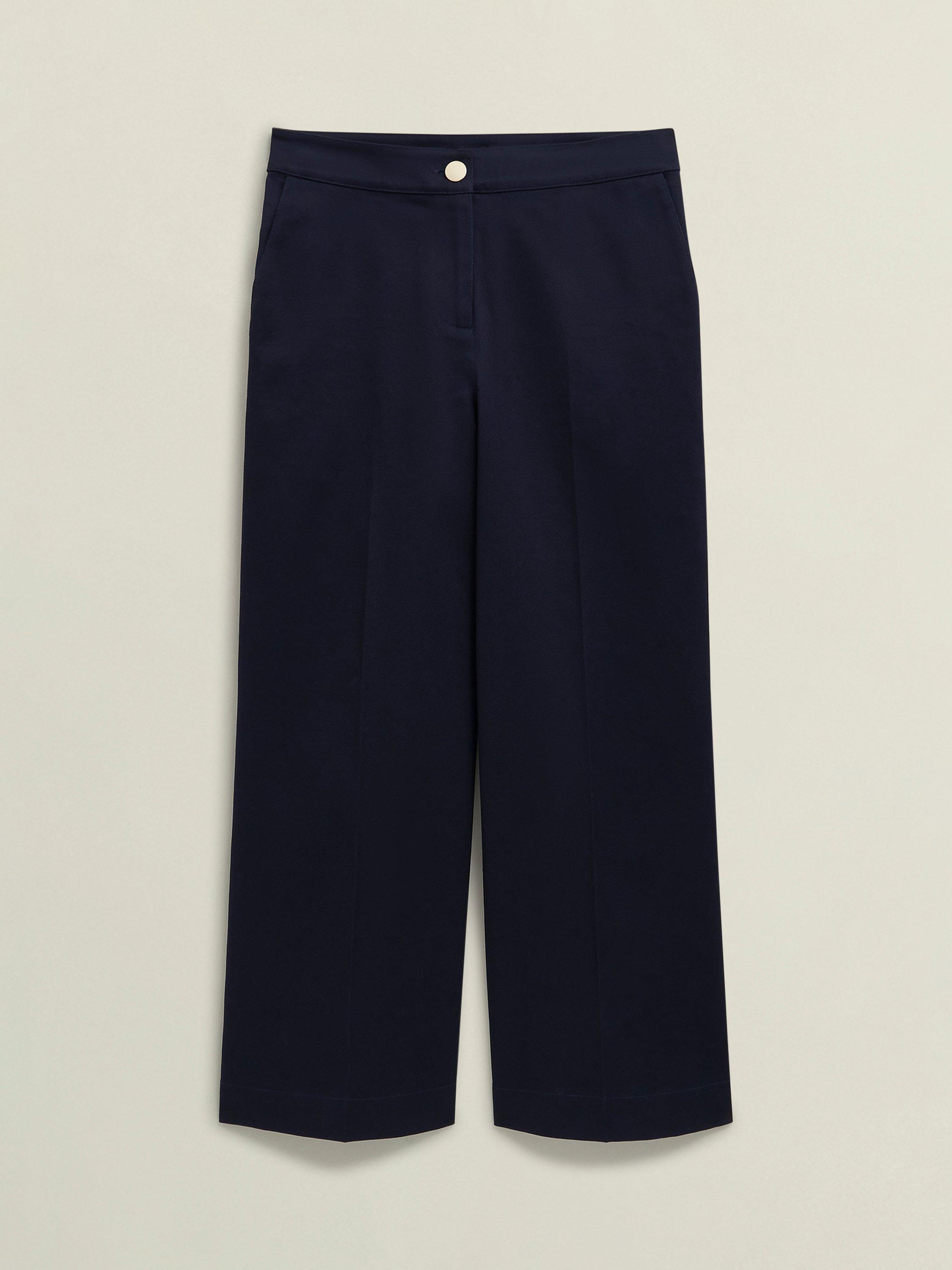 Product image 4 of 7, which shows Hobbs Norfolk Cropped Tailored Trousers, Navy, 12
