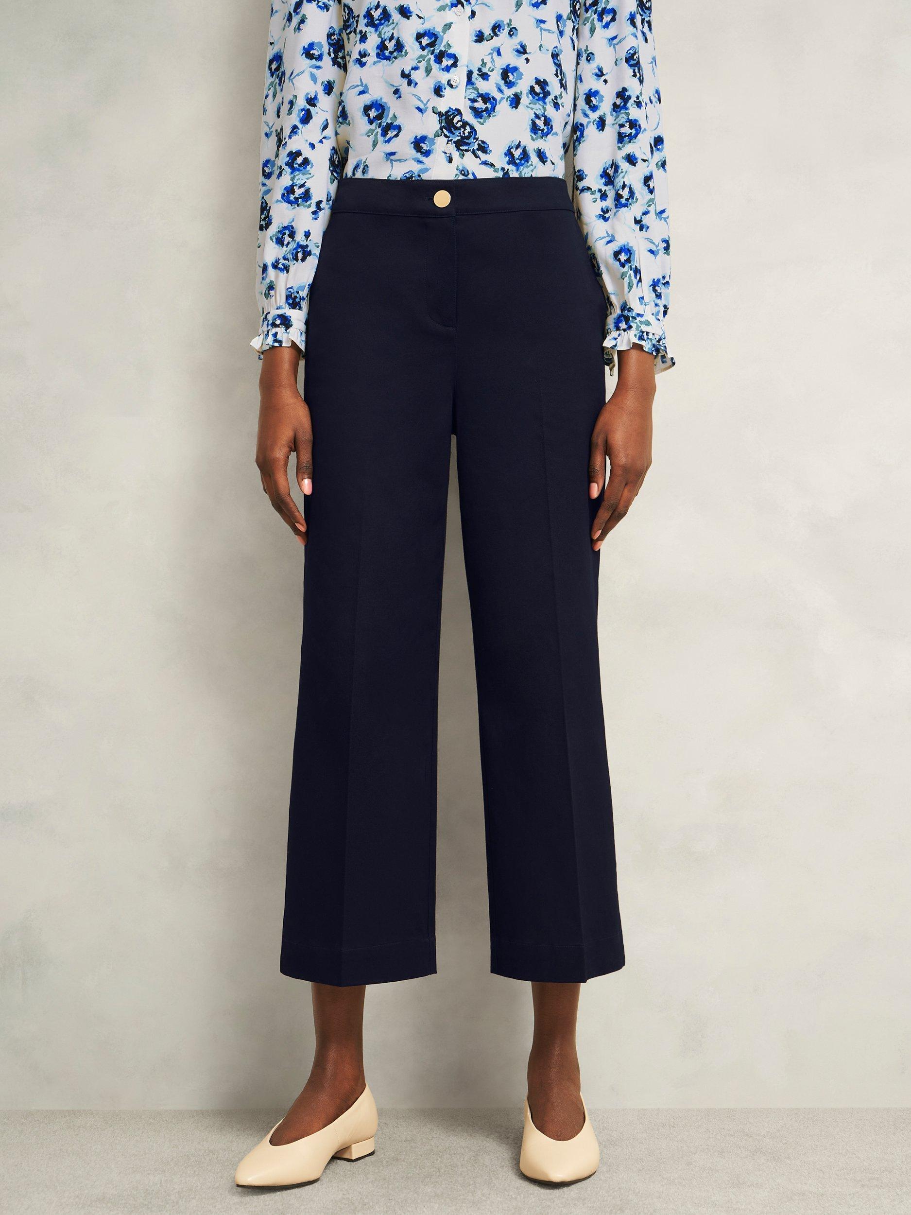 Product image 5 of 7, which shows Hobbs Norfolk Cropped Tailored Trousers, Navy, 12